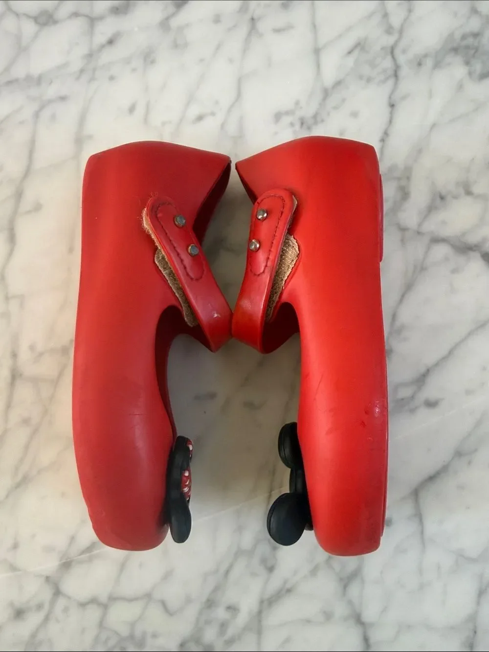 Mini Melissa Red Mickey Minnie Kissing Mary Jane Shoes for Kids Sz 9